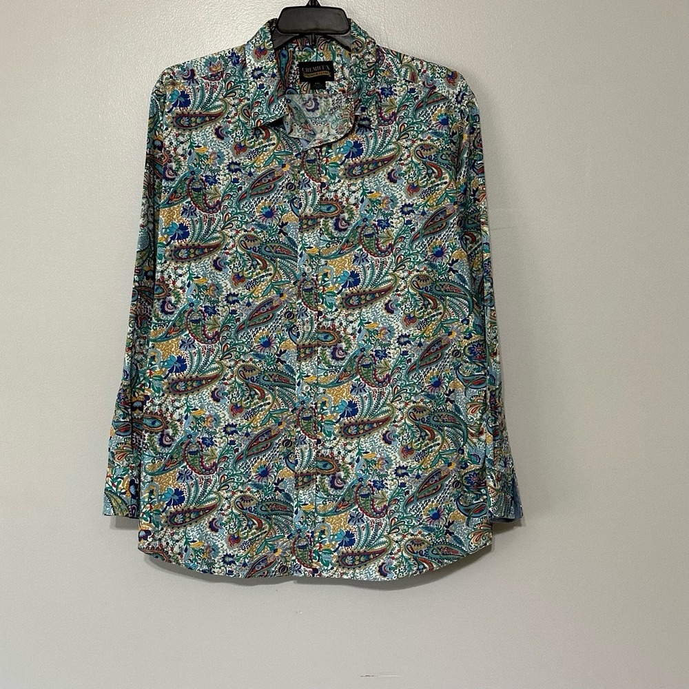 Cremieux Men's Shirt XXL Paisley Button Up Long Sleeve Button Up Flip Cuff